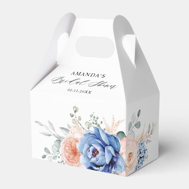 Navy Blue Slate Dusty Blush Pink Bridal Shower Favour Box (Back Side)