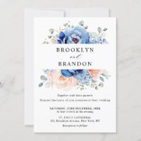 Navy Blue Slate Dusty Blush Pink Floral Wedding