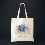 Navy Blue Slate Dusty Blush Pink Floral Wedding  Tote Bag<br><div class="desc">Navy blue blush pink floral wedding bridesmaid gift tote bag featuring elegant bouquet of navy blue,  royal blue ,  white ,  blush garden rose,  hydrangea,   and sage green eucalyptus leaves. Please contact me for any help in customisation or if you need any other product with this design.</div>