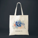 Navy Blue Slate Dusty Blush Pink Floral Wedding  Tote Bag<br><div class="desc">Navy blue blush pink floral wedding bridesmaid gift tote bag featuring elegant bouquet of navy blue,  royal blue ,  white ,  blush garden rose,  hydrangea,   and sage green eucalyptus leaves. Please contact me for any help in customisation or if you need any other product with this design.</div>