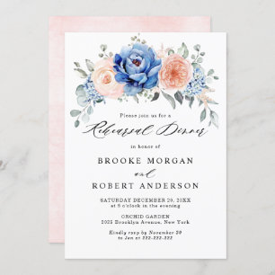 Navy Blue Slate Dusty Blush Rehearsal Dinner Invitation