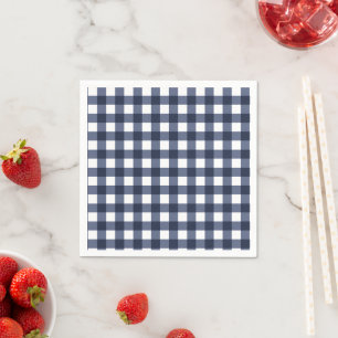 Navy Blue Small Classic Gingham Check Plaid Napkin