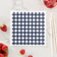 Navy Blue Small Classic Gingham Check Plaid