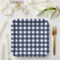 Navy Blue Small Classic Gingham Check Plaid