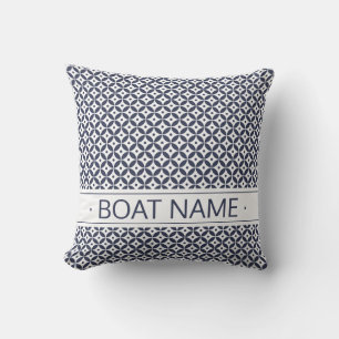 Navy Blue. Small Geometric Pattern Shippo. Accent Cushion