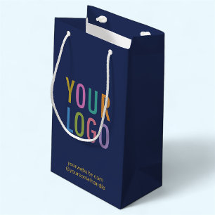 Navy Blue Small Gift Bag with Custom Logo 8.5 inch