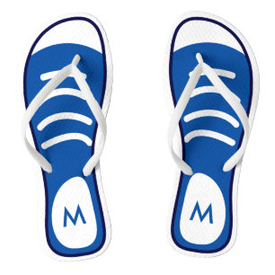 Navy Blue Sneaker Shoes Cool Funny Look Monogram Jandals