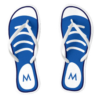 Navy Blue Sneaker Shoes Cool Funny Look Monogram Jandals