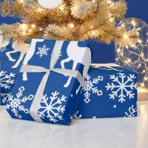 Navy Blue Snow Reindeers Christmas Gifts Wrap 