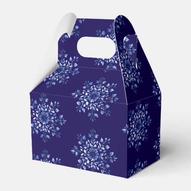 Navy Blue Snowflake Favour Boxes (Front Side)