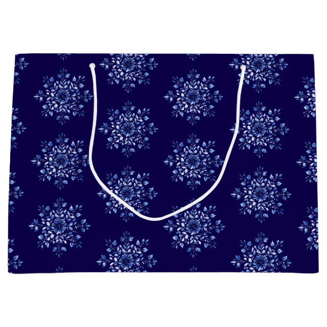 Navy Blue Snowflake Gift Bags (Front)