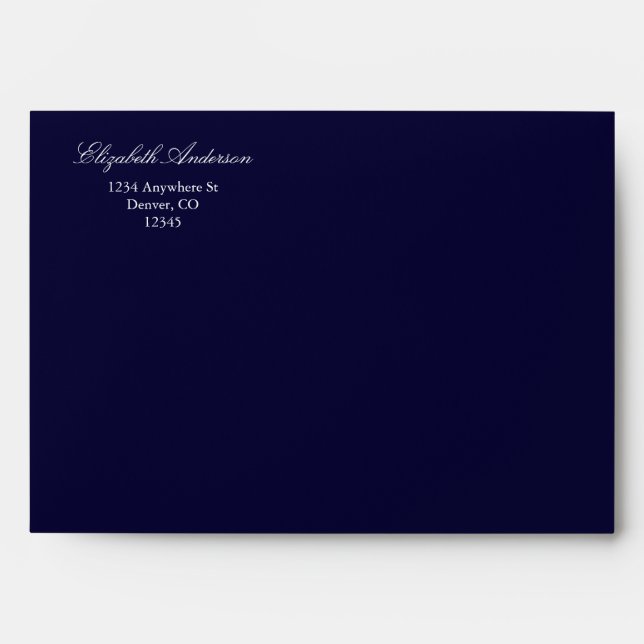 Navy Blue Snowflakes Winter Wedding Envelope (Front)