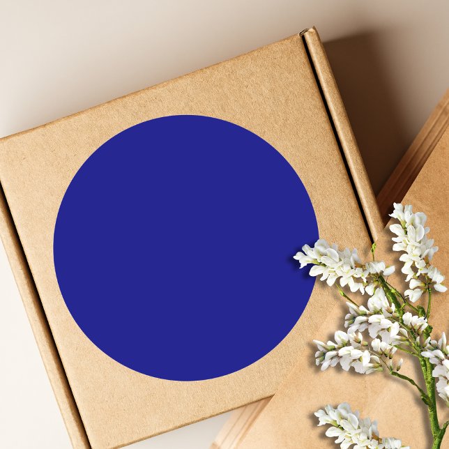 Navy Blue Solid Colour | Classic | Elegant Round Sticker (Creator Uploaded)