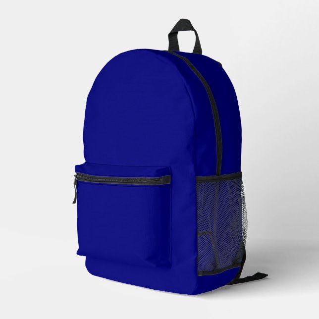 Navy Blue Solid Colour Printed Backpack (Back Corner Right)
