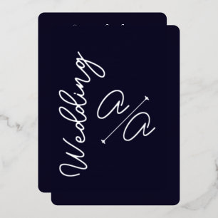 Navy Blue Solid Colour Silver Foil Wedding