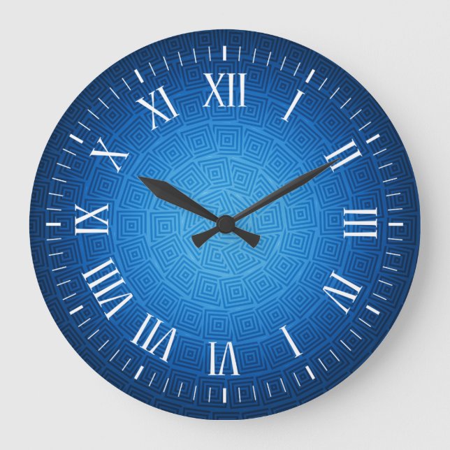 Navy Blue Spiral Design Large Clock (Front)