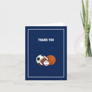 Navy Blue Sports Baby Shower Thank You Card