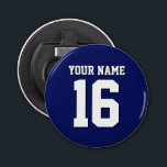 Navy Blue Sports Jersey Team Jersey Bottle Opener<br><div class="desc">Preppy Solid Colour Navy Blue Team Jersey / Sports Jersey / Football Jersey / Rugby Jersey with Custom Name Customise this with your own name or team name and a number. You can change the size, colour and placement of the text if you need to make changes, change the colour...</div>