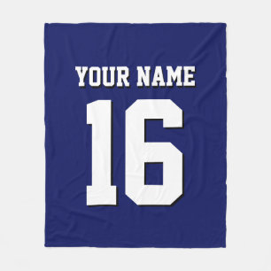 Navy Blue Sports Jersey Team Jersey Fleece Blanket