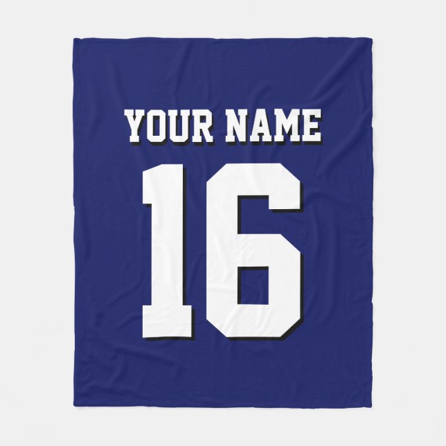 Navy Blue Sports Jersey Team Jersey Fleece Blanket (Front)