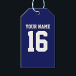 Navy Blue Sports Jersey Team Jersey Gift Tags<br><div class="desc">Preppy Solid Colour Navy Blue Team Jersey / Sports Jersey / Football Jersey / Rugby Jersey with Custom Name Customise this with your own name or team name and a number. You can change the size, colour and placement of the text if you need to make changes, change the colour...</div>