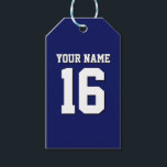 Navy Blue Sports Jersey Team Jersey Gift Tags<br><div class="desc">Preppy Solid Colour Navy Blue Team Jersey / Sports Jersey / Football Jersey / Rugby Jersey with Custom Name Customise this with your own name or team name and a number. You can change the size, colour and placement of the text if you need to make changes, change the colour...</div>