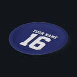 Navy Blue Sports Jersey Team Jersey Paper Plate<br><div class="desc">Preppy Solid Colour Navy Blue Team Jersey / Sports Jersey / Football Jersey / Rugby Jersey with Custom Name Customise this with your own name or team name and a number. You can change the size, colour and placement of the text if you need to make changes, change the colour...</div>