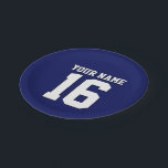 Navy Blue Sports Jersey Team Jersey Paper Plate<br><div class="desc">Preppy Solid Colour Navy Blue Team Jersey / Sports Jersey / Football Jersey / Rugby Jersey with Custom Name Customise this with your own name or team name and a number. You can change the size, colour and placement of the text if you need to make changes, change the colour...</div>