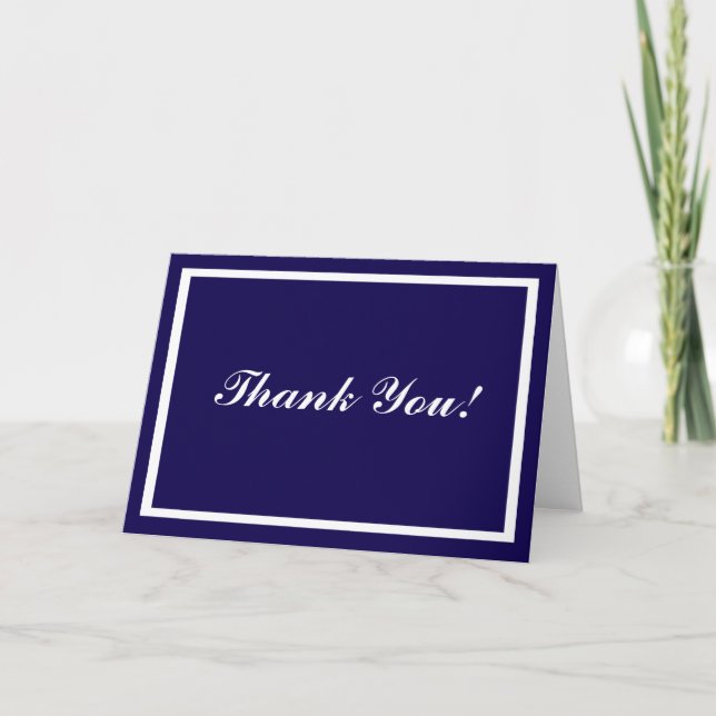 Navy Blue Square Thank You Card (Front)