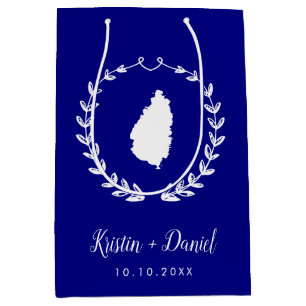 Navy Blue St. Lucia Map Wedding Welcome Swag Medium Gift Bag