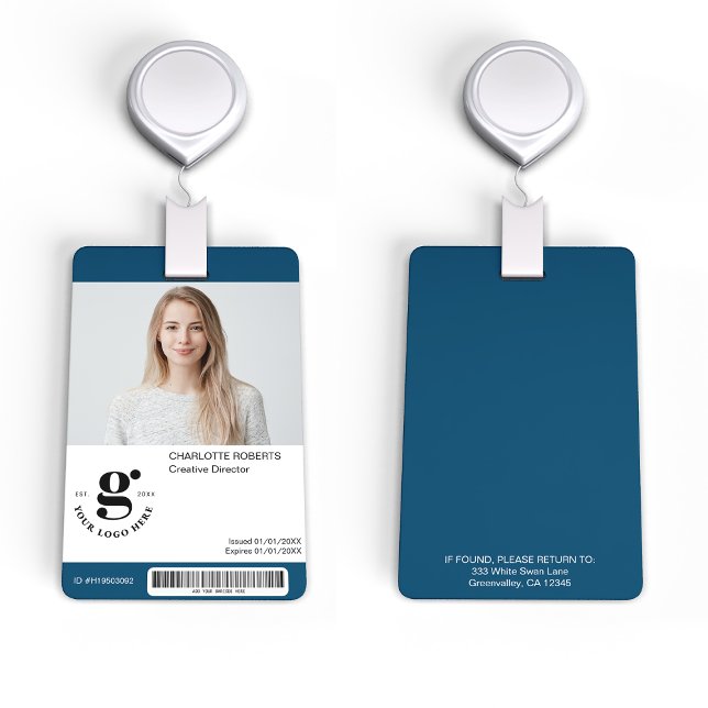 Navy Blue Staff ID Badge with Photo (Creator Uploaded)