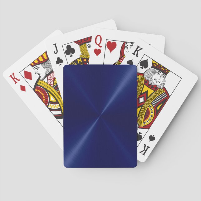 Navy Blue Stainless Shiny Metallic Playing Cards (Back)