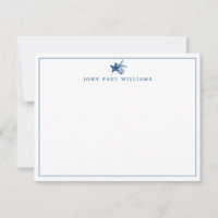 Navy Blue Starfish Shell Coastal Nautical Border