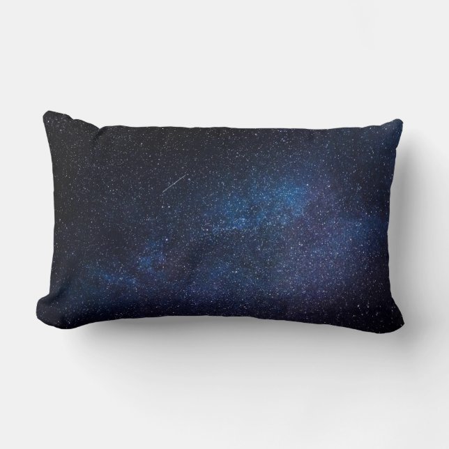 Navy Blue Starry Night sky Galaxy Lumbar Cushion (Front)