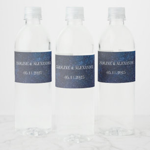Navy Blue Starry Night Sky Stars Cosmos Water Bottle Label