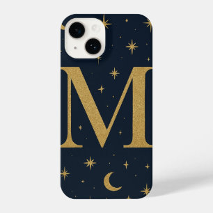 ✨ Navy Blue Starry Phone Case with Bold M Letter –