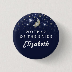 Navy Blue Stars & Moon Mother of Bride 3 Cm Round Badge
