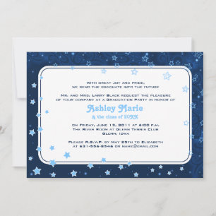 Navy Blue Stars Starry Night Graduation Invitation