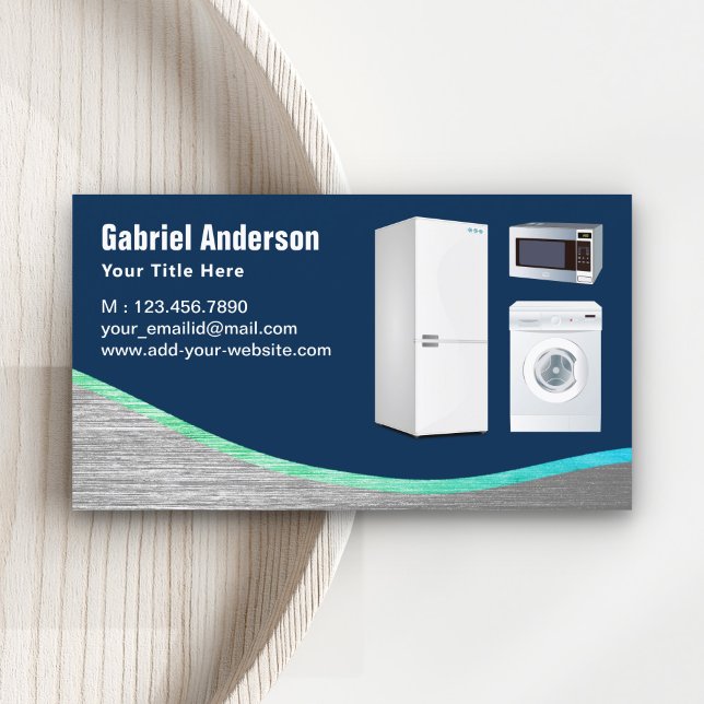 Navy Blue Steel Home Appliances Repair Business Card (Creator Uploaded)