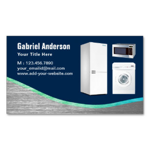 Navy Blue Steel Home Appliances Repair Magnetic Business Card
