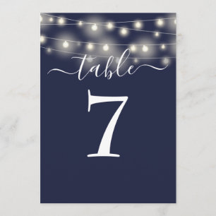 Navy Blue String Lights Table Number