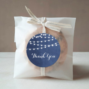 Navy Blue String Lights Thank You Sticker