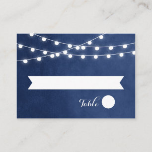 Navy Blue String Lights Wedding Escort Cards
