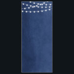 Navy Blue String Lights Wedding Program Template<br><div class="desc">Chic modern summer wedding program template with simple elegant glowing string lights hanging across the top on a printed faux watercolor texture background. A simple and stylish preppy design, perfect for summer! Click the CUSTOMIZE IT button to add your own program text to create your own unique one-of-a-kind invitation design....</div>
