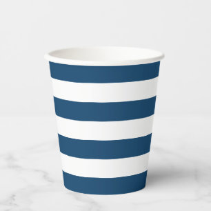 Navy Blue Stripe Paper Cup