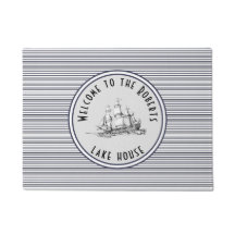 Navy Blue Stripe Vintage Label and Name