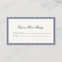 Navy Blue Striped Baby Shower Guess How Many Card