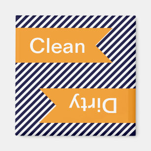 Navy Blue Striped Clean - Dirty Dishwasher Magnets