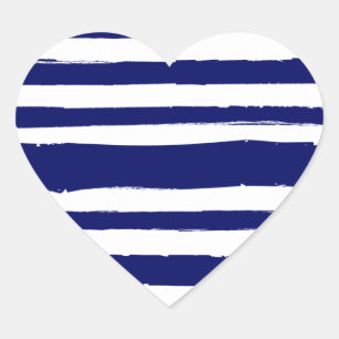 Navy Blue Striped Heart Sticker