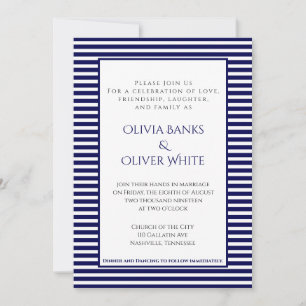 Navy Blue Striped - Wedding Invitation